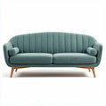 Canapé en tissu vert avec accoudoirs et pieds en bois 200 x 80 x 75cm