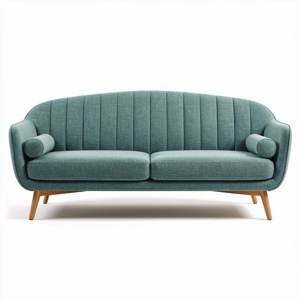 Canapé en tissu vert avec accoudoirs et pieds en bois 200 x 80 x 75cm