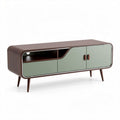 Meuble TV en bois avec portes en verre vert 150 x 40 x 60cm