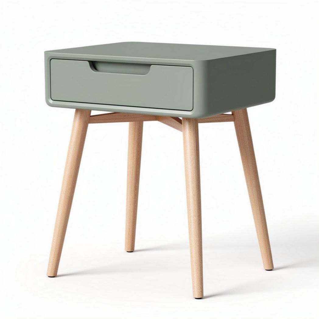 Table de nuit en bois avec tiroir vert clair dimensions 50 x 40 x 60cm