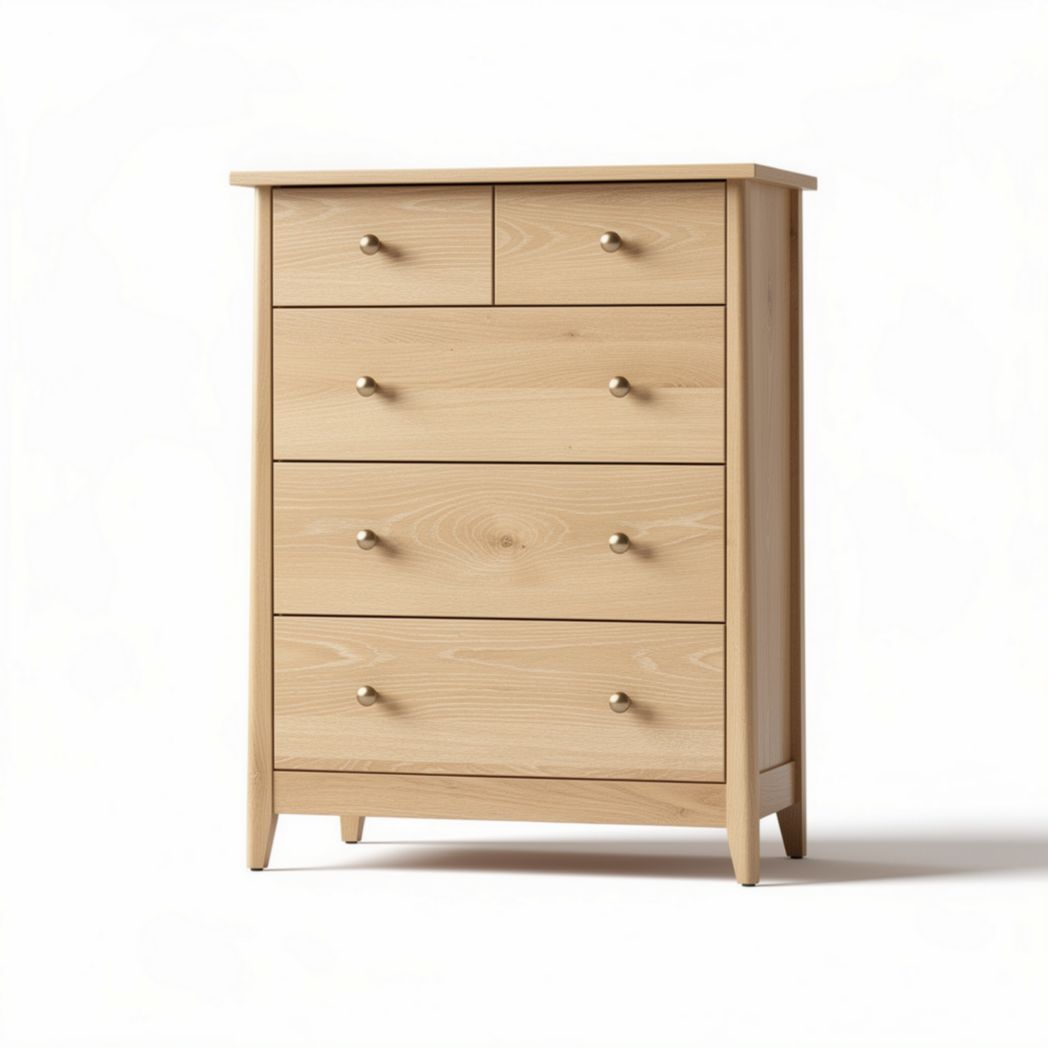 Commode en pin naturel avec cinq tiroirs dimensions 75 x 40 x 100cm