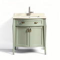 Meuble sous vasque en bois vert 80 x 50 x 90cm avec plan en marbre et tiroirs