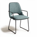 Chaise en tissu vert avec accoudoirs et structure en métal noir 45 x 55 x 85cm