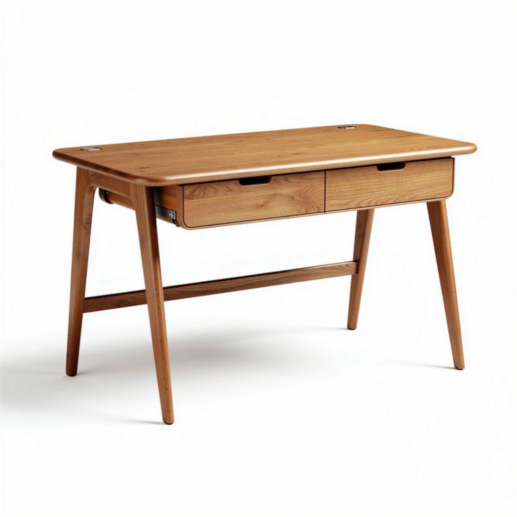 Table en bois naturel avec tiroirs dimensions 120 x 60 x 75cm pour bureau