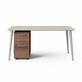 Bureau moderne en mélaminé blanc avec tiroirs en bois 150 x 75 x 75cm