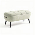 Banquette de rangement en tissu beige 120 x 40 x 40cm avec pieds en bois