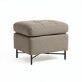 Ottoman en tissu beige avec structure en métal 60 x 60 x 40cm