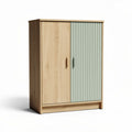 Armoire en bois avec porte verticalement striée et finition verte 80 x 40 x 100cm