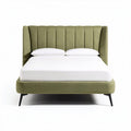 Lit en tissu vert de 200 x 160 x 100 cm avec tête de lit design moderne